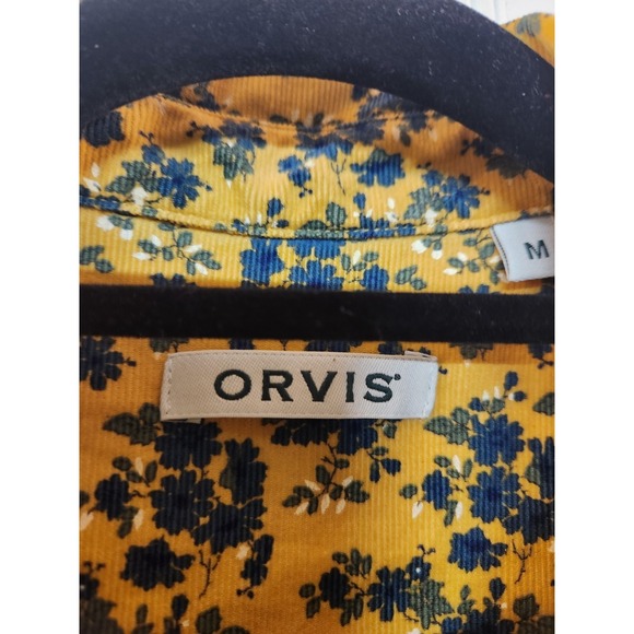 Orvis Women Yellow Floral Button-Up Corduroy Shirt Size M Casual Rugged Outdoor - Picture 10 of 13